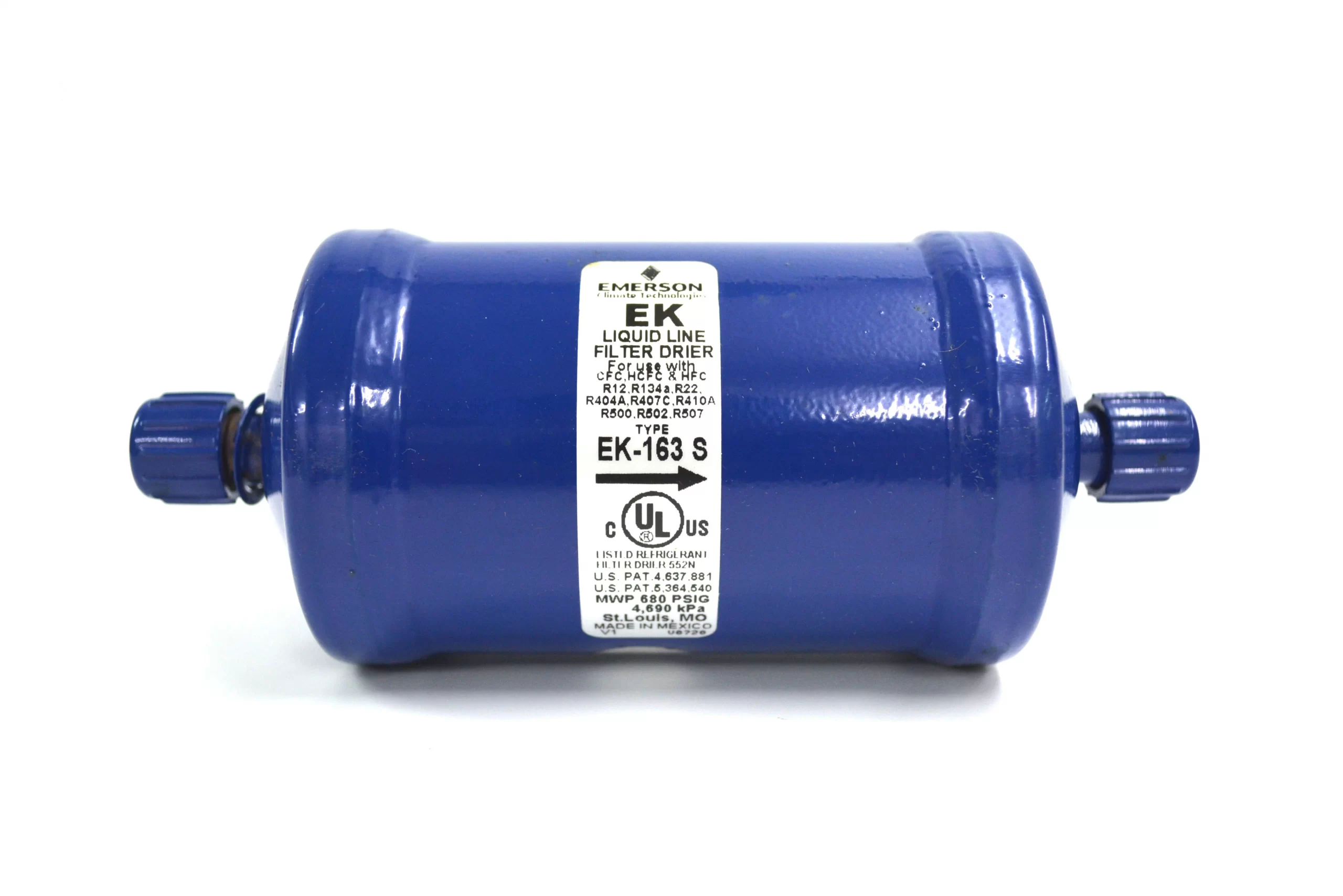 ฟิลเตอร์ดรายเออร์ ยี่ห้อ EMERSON รุ่น EK-163S แบบแฟร์ ขนาด 3/8" อุปกรณ์กรองสิ่งสกปรก และกำจัดความชื้นที่อาจปนเปื้อนอยู่ในระบบทำความเย็นในระหว่างการติดตั้ง หรืออาจปนมากับสารทำความเย็น หรือน้ำมันหล่อลื่นคอมเพรสเซอร์